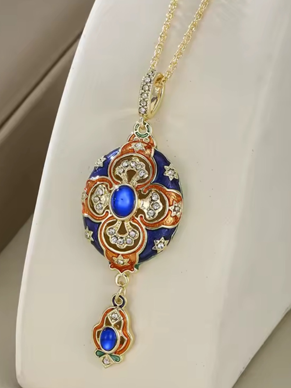 Royal Blue Ethnic Gold Necklace